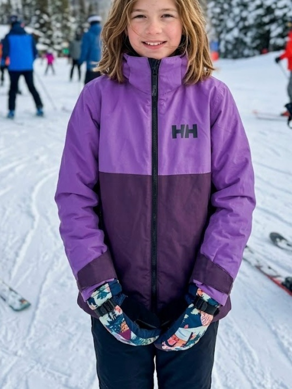 Helly Hansen Two-Tone Purple Insulated Ski Jacket 140/10 Youth Ski Snowboard